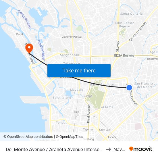 Del Monte Avenue / Araneta Avenue Intersection, Quezon City to Navotas map
