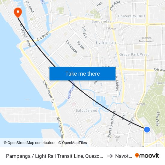 Pampanga / Light Rail Transit Line, Quezon City to Navotas map