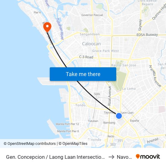 Gen. Concepcion / Laong Laan Intersection, Manila to Navotas map