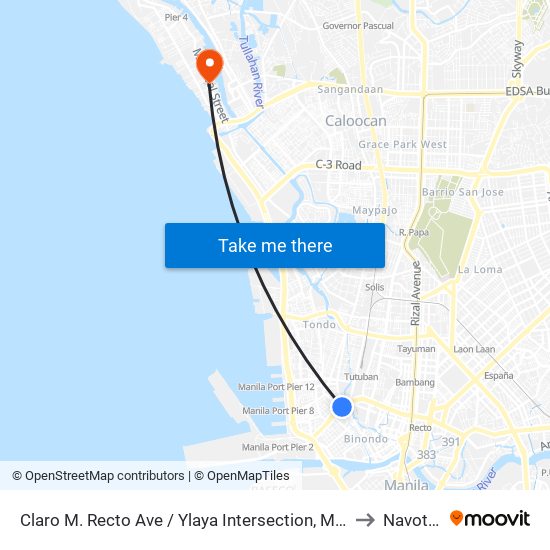 Claro M. Recto Ave / Ylaya Intersection, Manila to Navotas map