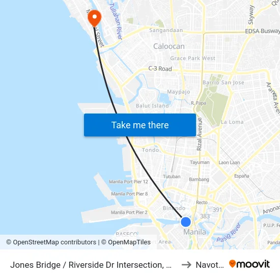 Jones Bridge / Riverside Dr Intersection, Manila to Navotas map