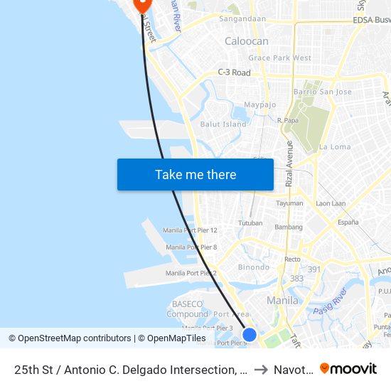 25th St / Antonio C. Delgado Intersection, Manila to Navotas map