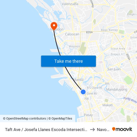Taft Ave / Josefa Llanes Escoda Intersection, Manila to Navotas map