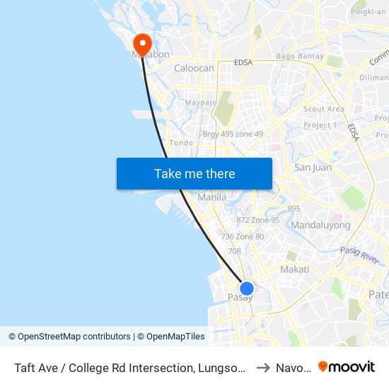 Taft Ave / College Rd Intersection, Lungsod Ng Pasay to Navotas map