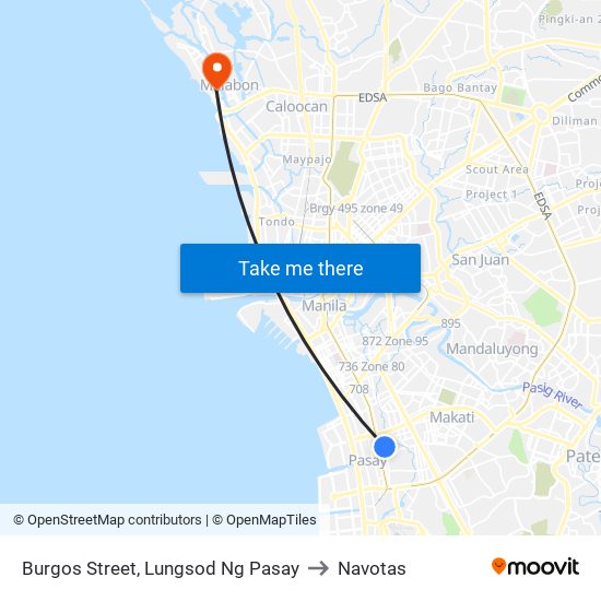 Burgos Street, Lungsod Ng Pasay to Navotas map