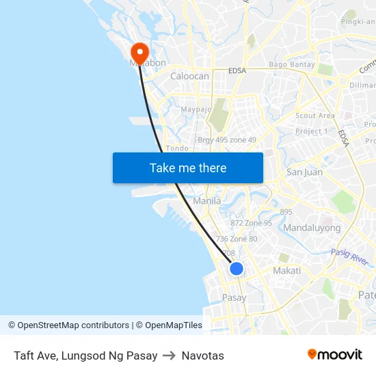 Taft Ave, Lungsod Ng Pasay to Navotas map