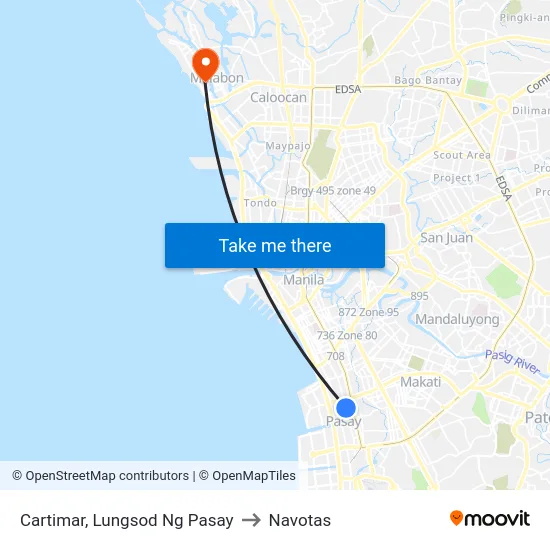 Cartimar, Lungsod Ng Pasay to Navotas map
