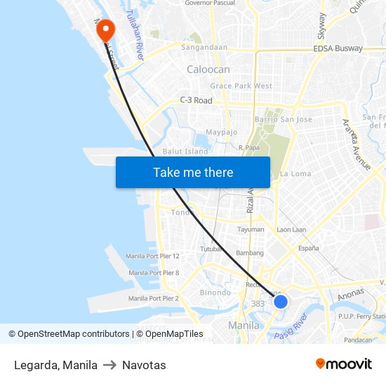 Legarda, Manila to Navotas map