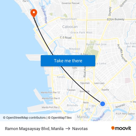 Ramon Magsaysay Blvd, Manila to Navotas map