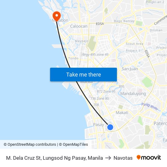 M. Dela Cruz St, Lungsod Ng Pasay, Manila to Navotas map