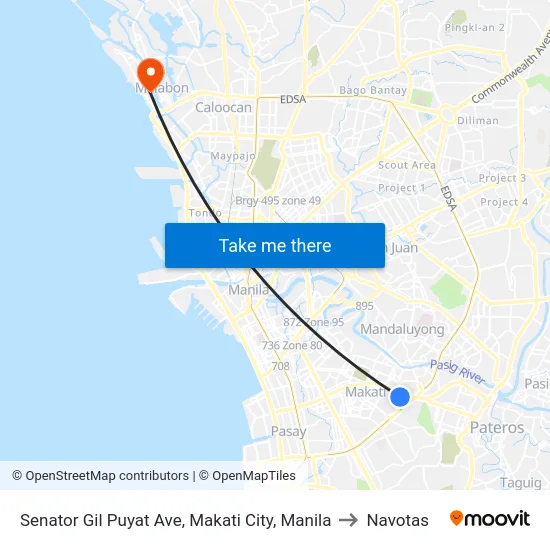 Senator Gil Puyat Ave, Makati City, Manila to Navotas map