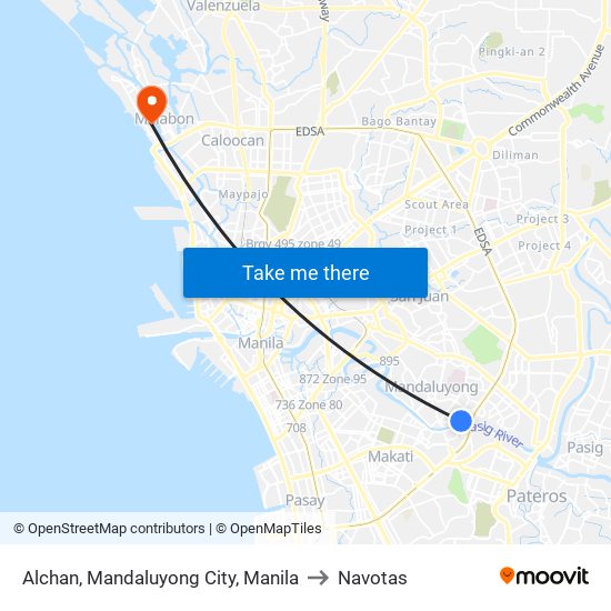 Alchan, Mandaluyong City, Manila to Navotas map