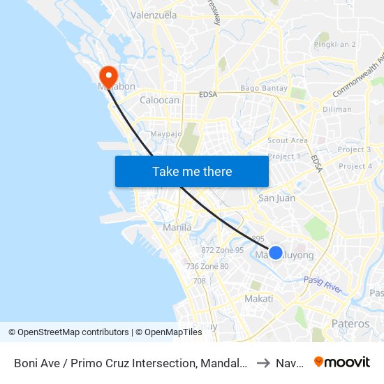 Boni Ave / Primo Cruz Intersection, Mandaluyong City, Manila to Navotas map