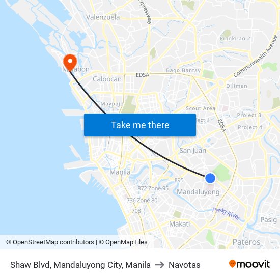 Shaw Blvd, Mandaluyong City, Manila to Navotas map