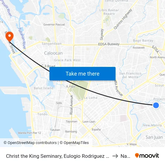 Christ the King Seminary, Eulogio Rodriguez Sr. Ave, Quezon City, Manila to Navotas map