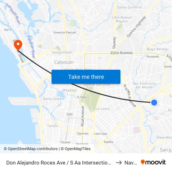 Don Alejandro Roces Ave / S Aa Intersection, Quezon City, Manila to Navotas map