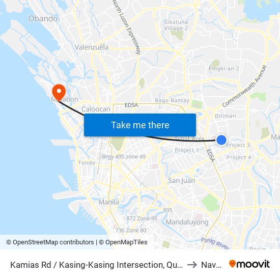 Kamias Rd / Kasing-Kasing Intersection, Quezon City, Manila to Navotas map