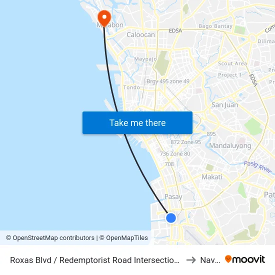 Roxas Blvd / Redemptorist Road Intersection, Parañaque City, Manila to Navotas map