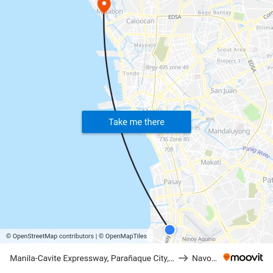 Manila-Cavite Expressway, Parañaque City, Manila to Navotas map