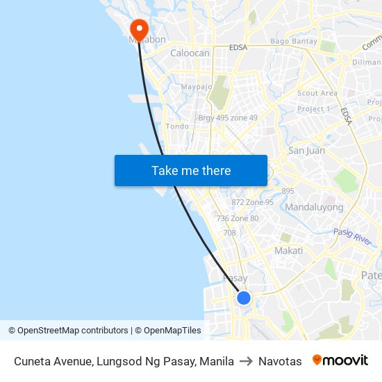 Cuneta Avenue, Lungsod Ng Pasay, Manila to Navotas map