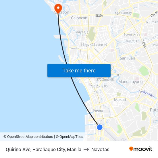 Quirino Ave, Parañaque City, Manila to Navotas map