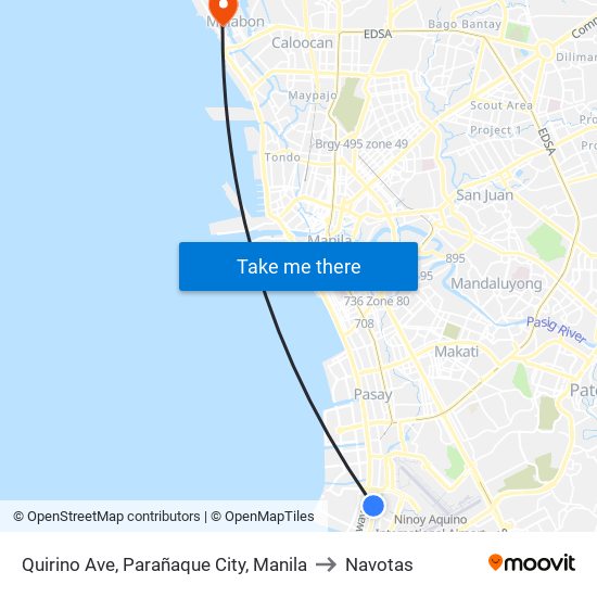 Quirino Ave, Parañaque City, Manila to Navotas map