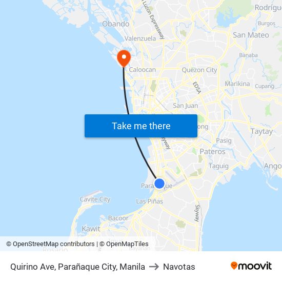 Quirino Ave, Parañaque City, Manila to Navotas map