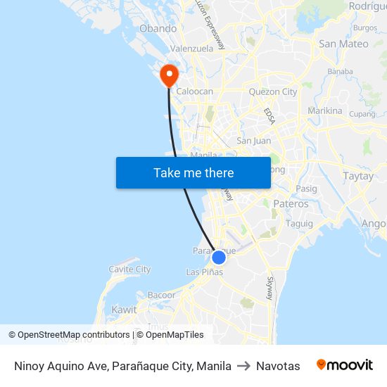 Ninoy Aquino Ave, Parañaque City, Manila to Navotas map