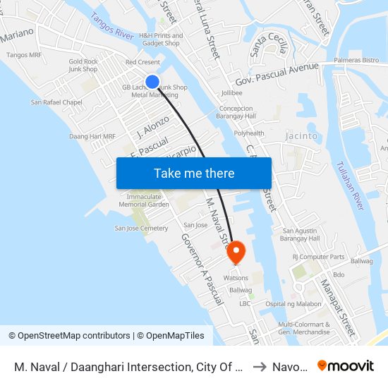 M. Naval / Daanghari Intersection, City Of Navotas to Navotas map