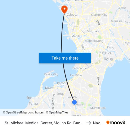 St. Michael Medical Center, Molino Rd, Bacoor City, Manila to Navotas map