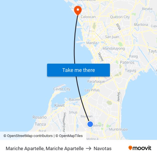 Mariche Apartelle, Mariche Apartelle to Navotas map