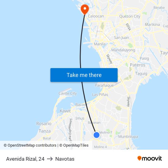 Avenida Rizal, 24 to Navotas map
