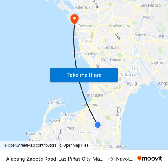Alabang-Zapote Road, Las Piñas City, Manila to Navotas map