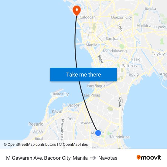 M Gawaran Ave, Bacoor City, Manila to Navotas map