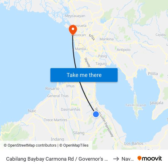 Cabilang Baybay Carmona Rd / Governor's Drive, Carmona, Manila to Navotas map