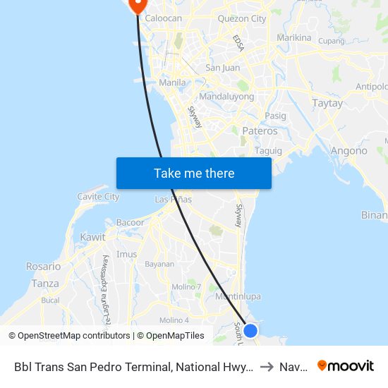 Bbl Trans San Pedro Terminal, National Hwy, San Pedro, Manila to Navotas map