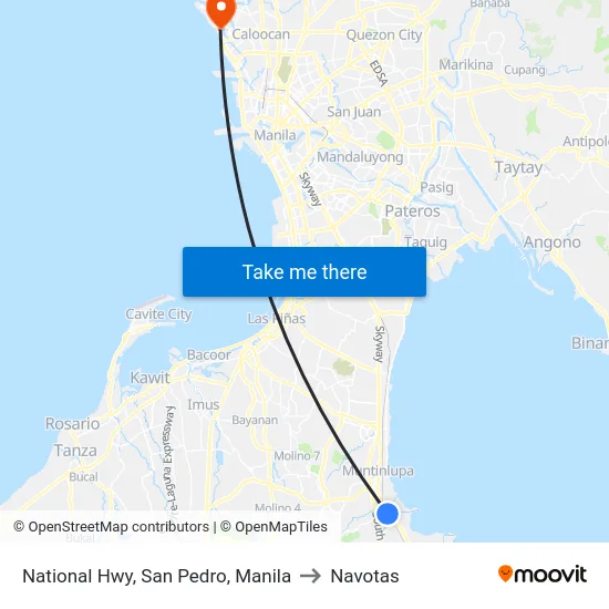 National Hwy, San Pedro, Manila to Navotas map