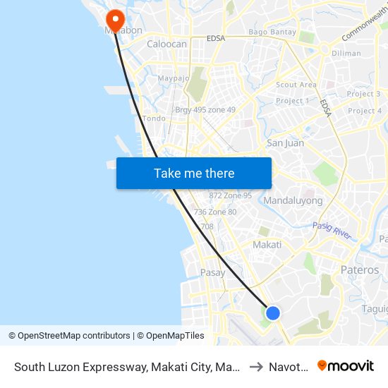 South Luzon Expressway, Makati City, Manila to Navotas map