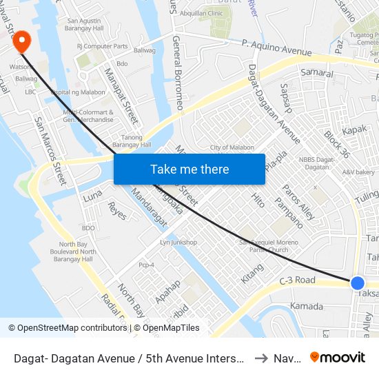 Dagat- Dagatan Avenue /  5th Avenue Intersection, Caloocan City to Navotas map