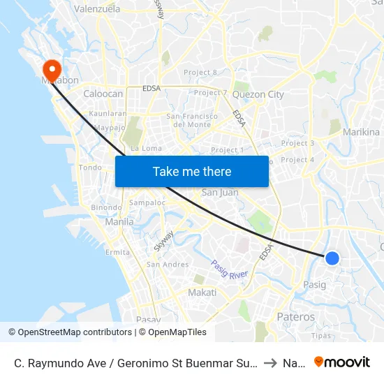 C. Raymundo Ave / Geronimo St Buenmar Subd Intersection, Pasig City, Manila to Navotas map