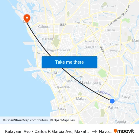 Kalayaan Ave / Carlos P. Garcia Ave, Makati City, Manila to Navotas map
