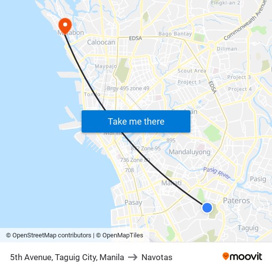 5th Avenue, Taguig City, Manila to Navotas map