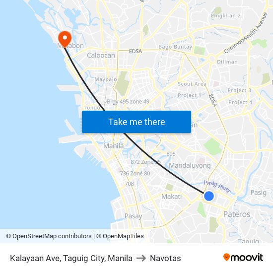 Kalayaan Ave, Taguig City, Manila to Navotas map