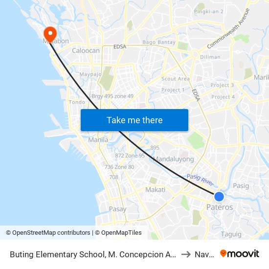 Buting Elementary School, M. Concepcion Ave, Pasig City, Manila to Navotas map