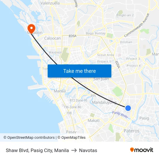 Shaw Blvd, Pasig City, Manila to Navotas map