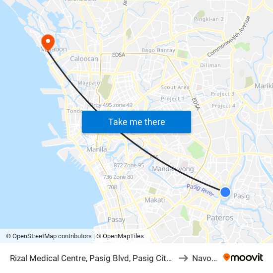 Rizal Medical Centre, Pasig Blvd, Pasig City, Manila to Navotas map