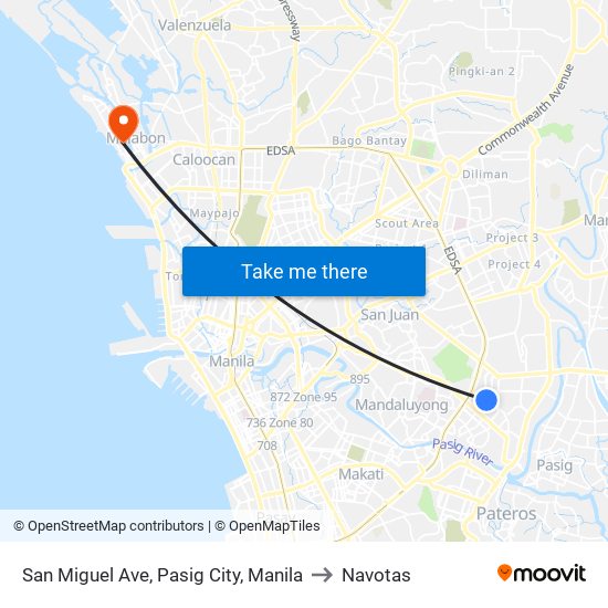 San Miguel Ave, Pasig City, Manila to Navotas map