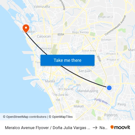 Meralco Avenue Flyover / Doña Julia Vargas Ave Intersection, Pasig City, Manila to Navotas map