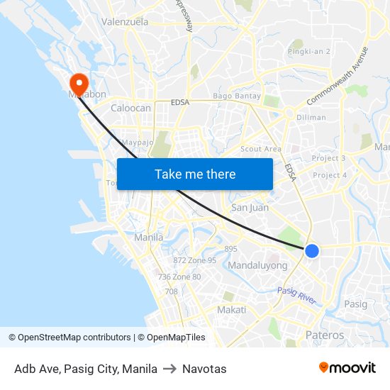 Adb Ave, Pasig City, Manila to Navotas map