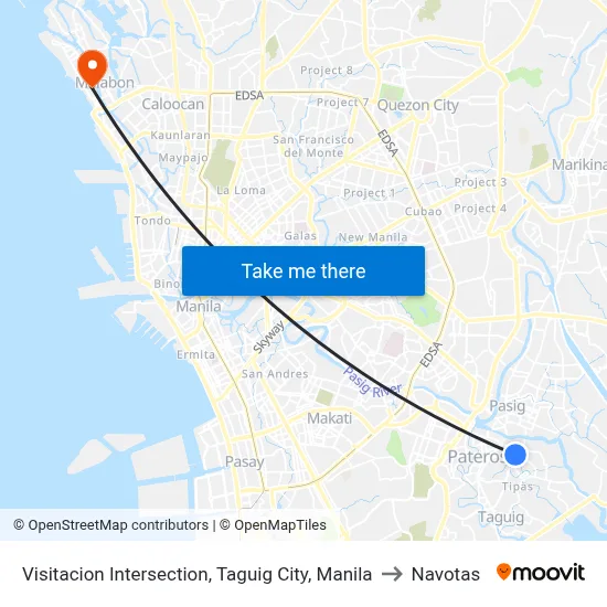Visitacion Intersection, Taguig City, Manila to Navotas map